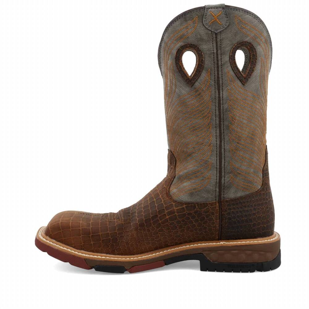 NEW TWISTED X men's 12" western work boot in brown/grey